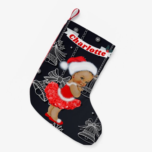 Niedliche Sankt-Baby-Mädchen-ethnische Kleiner Weihnachtsstrumpf (Vorderansicht (hängend))