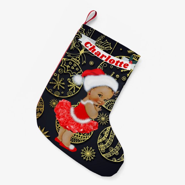 Niedliche Sankt-Baby-Mädchen-ethnische Kleiner Weihnachtsstrumpf (Vorderansicht (hängend))