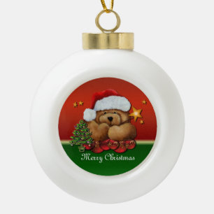 Niedliche Sankt-Bärn-Weihnachtsball-Verzierung Keramik Kugel-Ornament