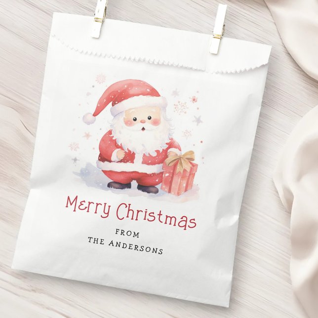 Niedliche Santa Aquarellbild Frohe Weihnachten Geschenktütchen (Cute Santa watercolor illustration Merry Christmas Favor Bag)
