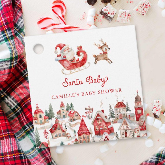 Niedliche Santa Baby Dusche Geschenkanhänger (Santa Baby Shower Favor Tags)