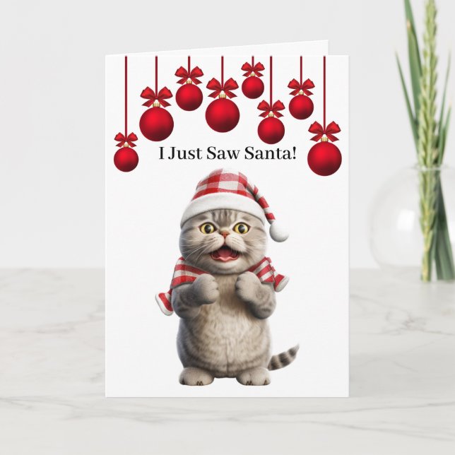 Niedliche Santa Cat Grußkarte Karte (Vorderseite)