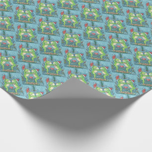 NIEDLICHE SANTA FROGS KISSING UNTER DRAGONFLY MIST GESCHENKPAPIER