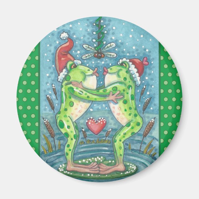 NIEDLICHE SANTA FROGS KISSING UNTER DRAGONFLY MIST MAGNET (Vorne)