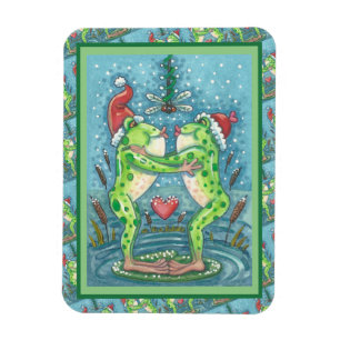 NIEDLICHE SANTA FROGS KISSING UNTER DRAGONFLY MIST MAGNET