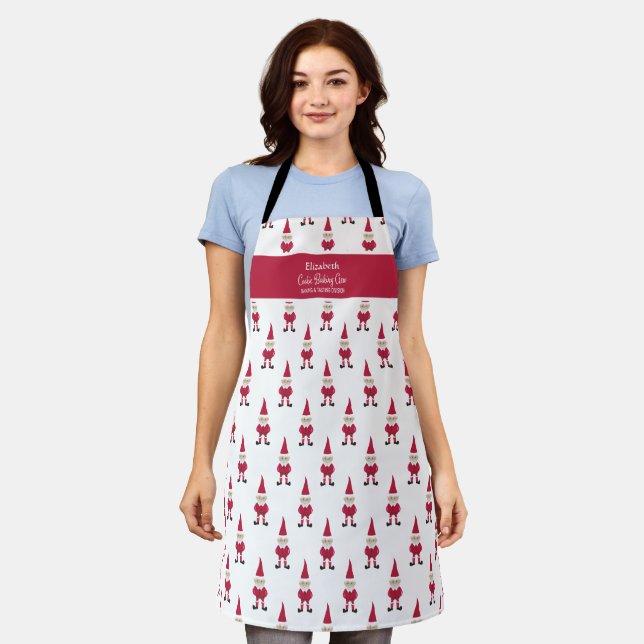 Niedliche Santa Gnome Crew Backen Mit Monogramm Schürze (Getragen)