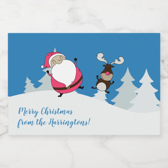 Niedliche Santa & Reindee-Etiketten für benutzerde Lebensmitteletikett (Einzelnes Label)