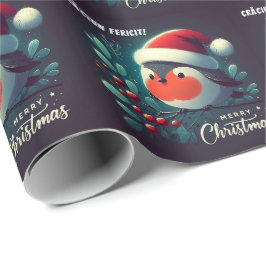 Niedliche Santa Robins rumänische Flagge Geschenkpapier