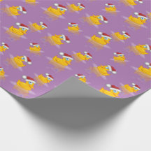 Niedliche Santa Rubber Duck auf Lavendel Hintergru