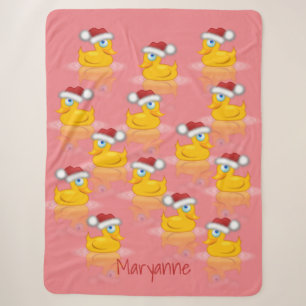 Niedliche Santa Rubber Enten im Hintergrund in hei Sherpadecke