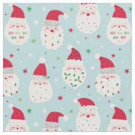 Niedliche Santas mit festlich blauen Bärten Stoff