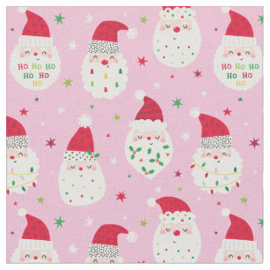 Niedliche Santas mit festlichen Bärten rosa Stoff