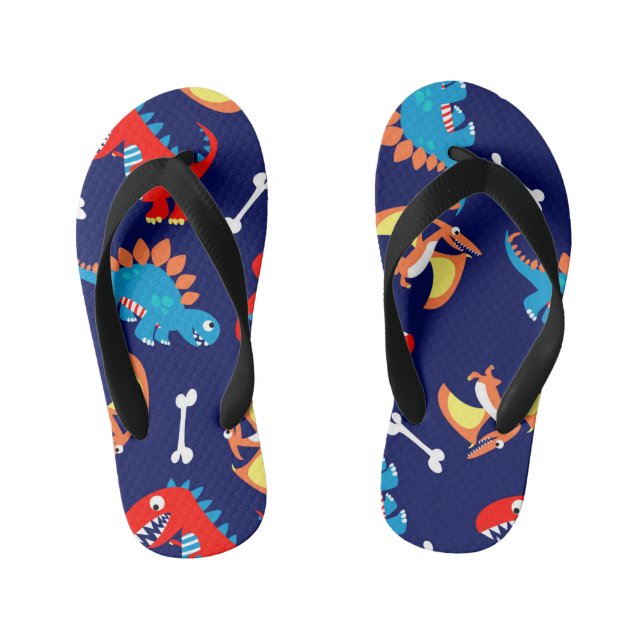Niedliche Saurier. Kinderbadesandalen (Fußbett)