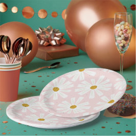 Niedliche Scandi Daisy Papierplatte Pappteller