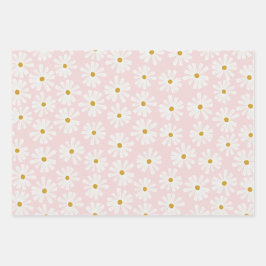 Niedliche Scandi Daisy Wrapping Paper Sheets Geschenkpapier Set