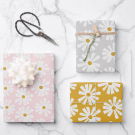 Niedliche Scandi Daisy Wrapping Paper Sheets Geschenkpapier Set