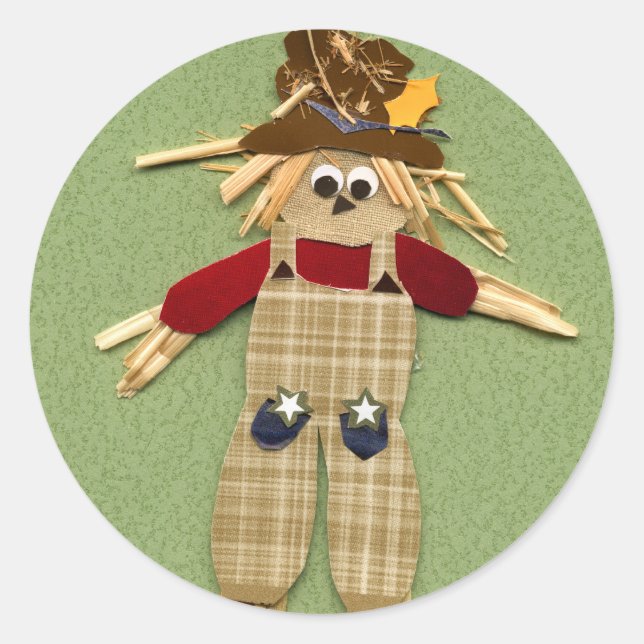 Niedliche Scarecrow-Aufkleber Runder Aufkleber (Vorderseite)