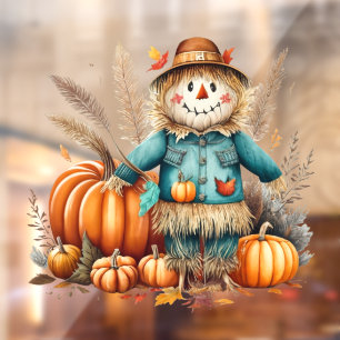 Niedliche Scarecrow-Fensterklammer Fensteraufkleber