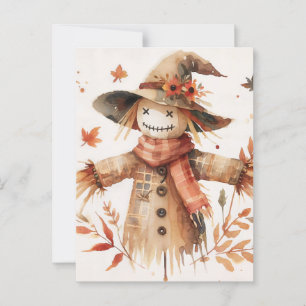 Niedliche Scarecrow Lächelnde Wasserfarbe Postkarte