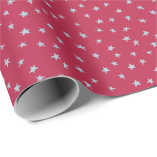 Niedliche Scattered Blue Star Doodles auf Red Geschenkpapier