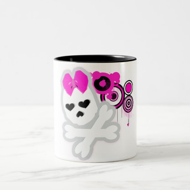 Niedliche Schädel-Tasse Zweifarbige Tasse (Mittel)