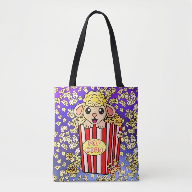 Niedliche Schafe in Popcorn für Filmliebhaber Tasche (Vorderseite)