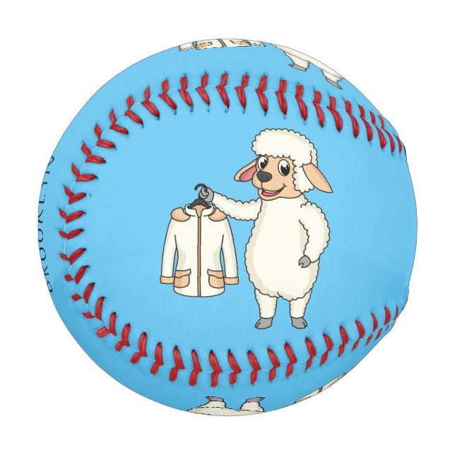 Niedliche Schafe mit Cartoon Baseball (Vorderseite Links)