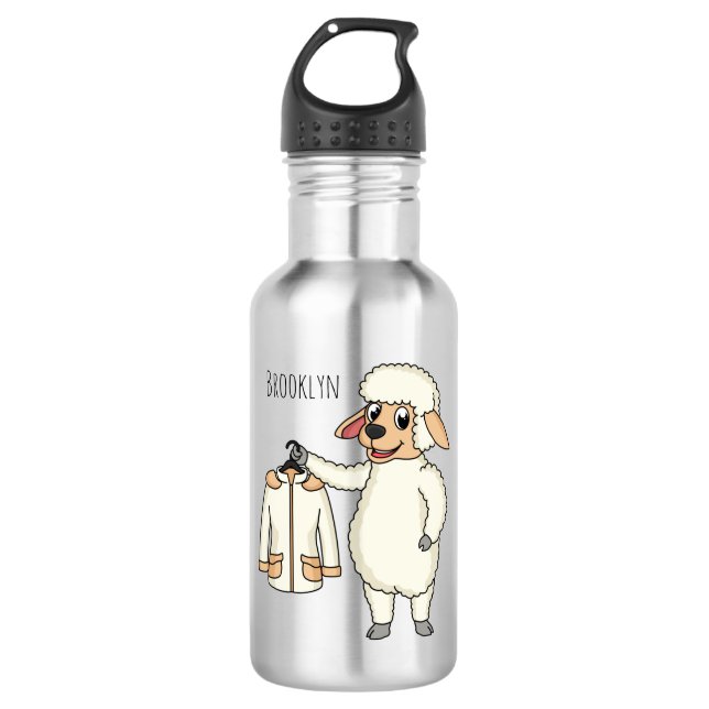 Niedliche Schafe mit Cartoon Edelstahlflasche (Vorderseite)