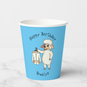 Niedliche Schafe mit Cartoon Pappbecher