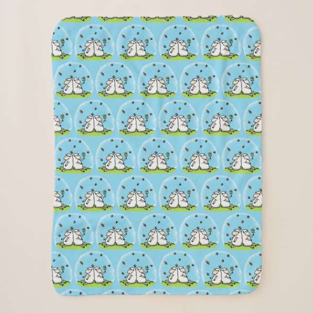 Niedliche Schaffreunde und Schmetterlinge Cartoon Sherpadecke (Vorderseite)