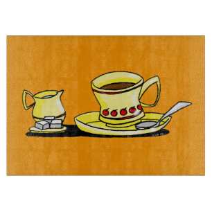 niedliche Schale Kaffee Schneidebrett