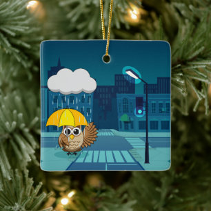 Niedliche Schale mit Regenschirm am Regentag Keramikornament