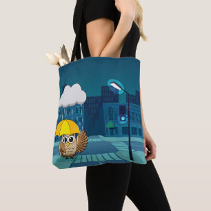 Niedliche Schale mit Regenschirm am Regentag Tasche