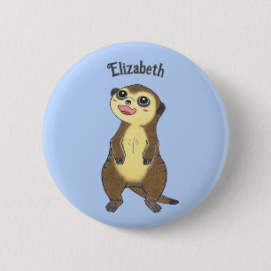 Niedliche Schaltfläche Meerkat Cartoon Blue Button