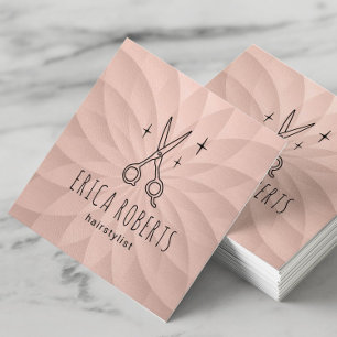 Niedliche Schere Rosa Rosa Spirale Quadratische Visitenkarte