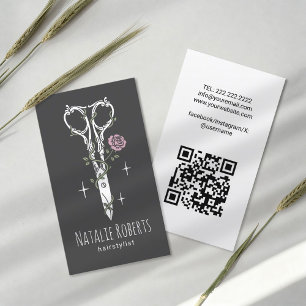 Niedliche Schere Zeichnend Elegant Dark Hair Styli Visitenkarte