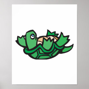 niedliche Schildkröte auf der Rückseite Poster