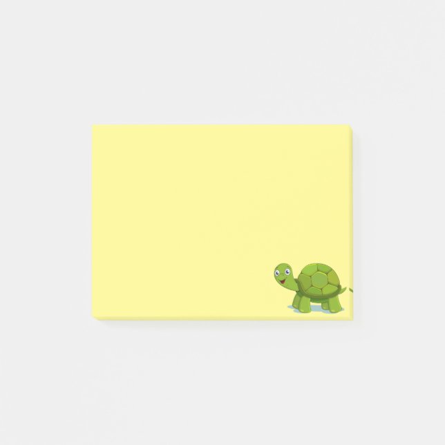 Niedliche Schildkröte auf Gelb Post-it Klebezettel (Vorderseite)