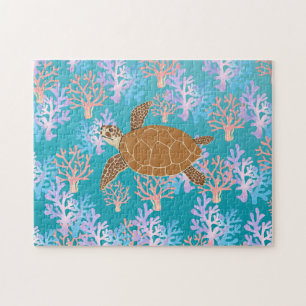 Niedliche Schildkröte farbenfrohe Korallenfische M
