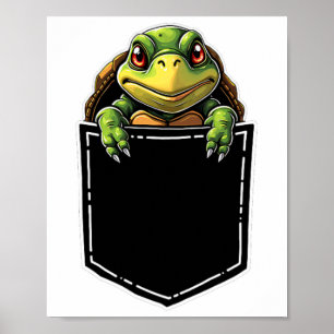 Niedliche Schildkröte im Pocketfeuer, Halloween-Ou Poster