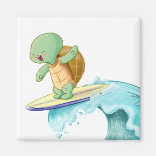 Niedliche Schildkröte Kawaii quadratischer Magnet