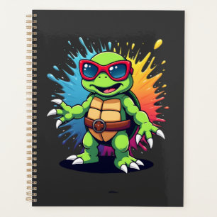 Niedliche Schildkröte mit Sonnenbrille, Farbspritz Planer