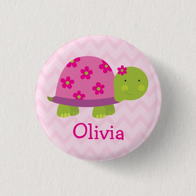 Niedliche Schildkröte-personalisierter Knopf für Button (Vorderseite)