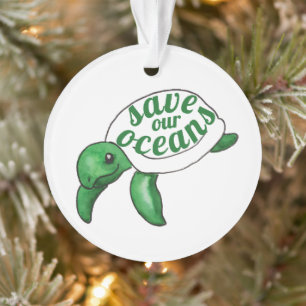 Niedliche Schildkröte Rette unsere Ozeane Ornament