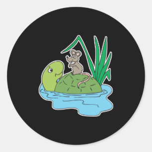 niedliche Schildkröte und Maus Runder Aufkleber