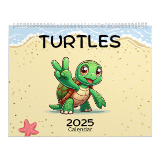 Niedliche Schildkröten feiern Urlaub Kalender