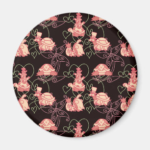 Niedliche Schildkröten schwarz und rosa Muster Magnet