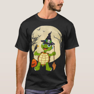 Niedliche Schildkrötenhexen Halloween-Kostüm Pum T-Shirt