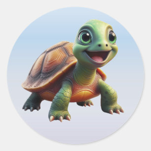 Niedliche Schildkrötenkleber Runder Aufkleber