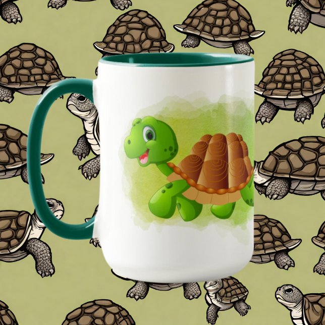 niedliche Schildkrötenliebhaber fügen Monogramm-Ta Tasse (Von Creator hochgeladen)